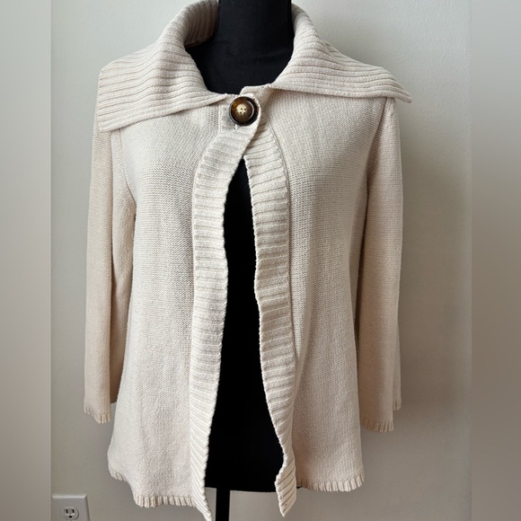 Karen Scott Cream Open-Front Cardigan EUC - Picture 1 of 4